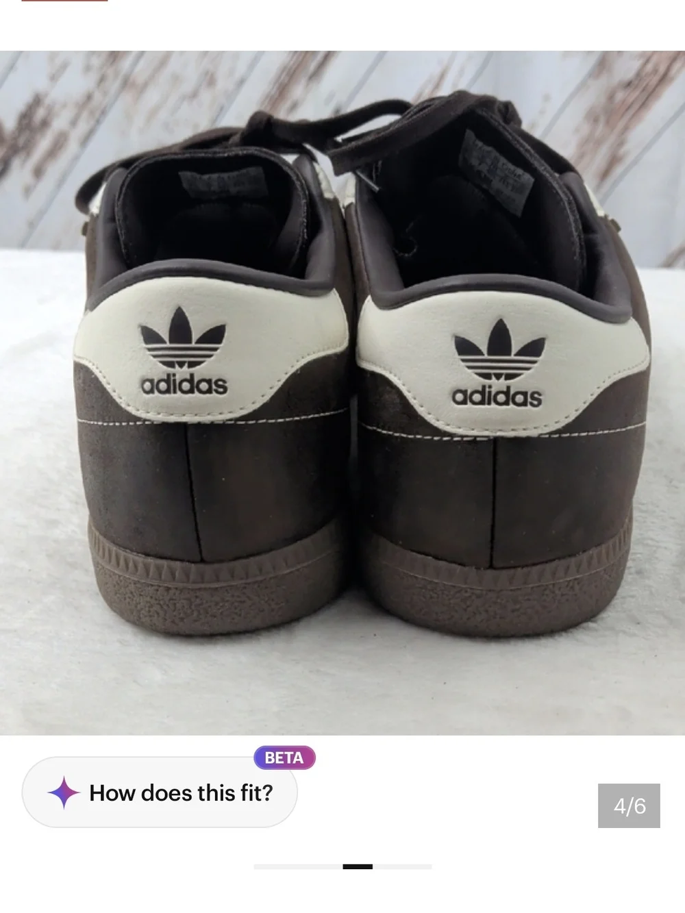 Mens 7.5, Ladies 9 adidas Brown Sneakers with Cream Three-Stripes